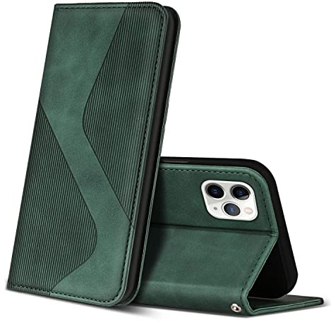 ZONNAVI Hülle für iPhone 11 Pro, PU Leder Handyhülle mit Kartenfächer und Standfunktion, Lederhülle Flip Wallet Case Schutzhülle für iPhone 11 Pro (Grün)