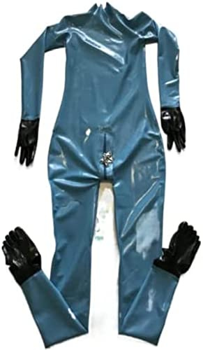 Latex Catsuit Gloves,Toe Socks with Lockable Crotch Zip,Yellow,3XL