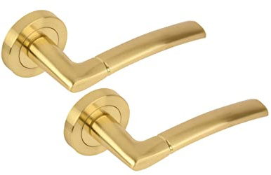 Hunta HANDLEZONE® Neemo Lever On Round Rose Door Handles, Internal Passage Latch Handles, 1 Set - Brushed Brass