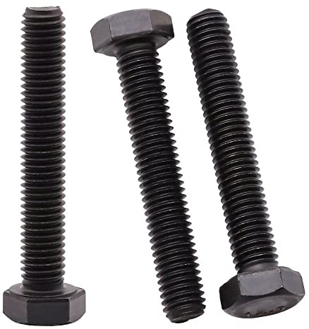 Tornillos hexagonales M10 x 90 mm (6 piezas) tornillos hexagonales, pernos de cabeza hexagonal con acabado de óxido negro, acero de aleación de grado 12.9, rosca completa, rosca de máquina