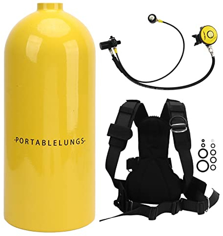 RiToEasysports DIDEEP Tauchflasche, Tauchausrüstung, 3 L, 30–50 Minuten, Luftfahrt-Aluminium-Tauchflasche, Sauerstoffflasche für Taucher (Gelb)
