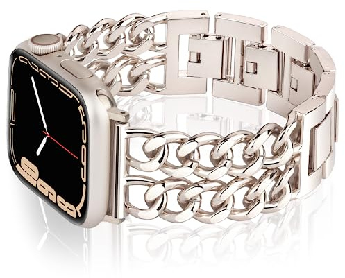 Vamyzji Kompatibel mit Apple Watch Armband 42mm (Series 11 10) 41mm 40mm 38mm, Polarstern Edelstahl Metallband für Apple Watch Serie 11 10 9 8 7 6 5 4 3 2 1 SE, Mode Kette iWatch Armband für Damen