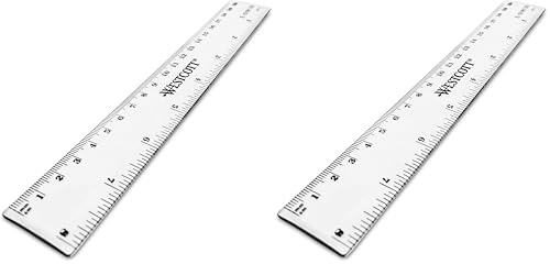 Westcott Règle en plastique, graduation, transparent 20cm (Lot de 2)