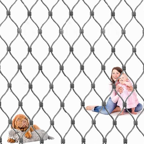 Katzenschutznetz Drahtverstärkt, Edelstahl Metallgitter, Masche 5cm, Gartenzaun Metallgitter für Maschendrahtzaun Zaun Gartenzaun Hühnerzaun Weidezaun, Rausfallschutz Netz ( Größe : H 1M x L 5M )