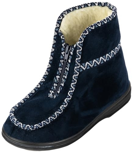 APREGGIO Chaussons Femme en Laine Feutrée - Semelle Antidérapante en Caoutchouc - Pantoufles Femme Hiver Chaude et Laine -Bleu 39