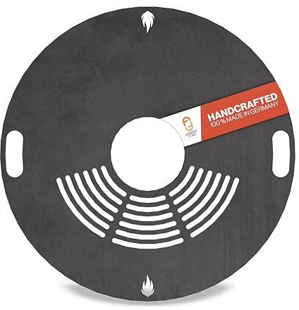 Feuerfest 123 Grillplatte rund I Ø 98cm I Feuerplatte aus Feinkorn-Stahl I Massive Plancha-Platte mit 4mm Stärke I Grillaufsatz für Feuerschale, Feuertonne, BBQ-Grilltonne & Kugelgrill