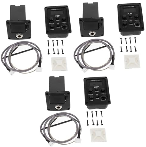 Toyvian 3pezzi Preamplificatore Per Chitarra Acustica Con Equalizzatore Bande e Accordatore Lcd Pickup Piezoelettrico Per Chitarra Folk Controllo Volume e Tono Installazione Facile Senza
