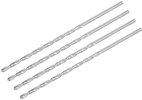 TA-VIGOR 4Pcs 4mm Extra Long Twist Drill Bits 160mm HSS Straight Shank | High Speed Steel Spiral Drill Bits for Wood, Metal, Aluminium and Plastic