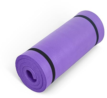CAP Barbell Yoga Mat 1 Thick with Carrying Strap - High Density Exercise Mat for Yoga, Pilates, Stretching, Floor & Fitness Workouts - 74''x24''x1 | Purple