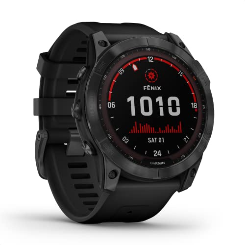 Garmin - Fenix 7X, Solar - Montres GPS Multisports connectée Haute Performance - Gray avec Bracelet Noir – Boitier 51 mm (Reconditionné)