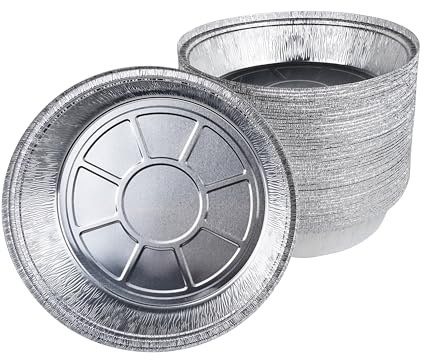 Inoverse Moldes redondos de aluminio de 20 cm de diámetro, redondos, desechables, moldes de aluminio, moldes para souffle, moldes redondos, 100 unidades