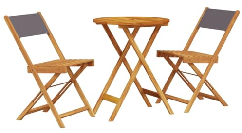 vidaXL Ensemble de Bistro 3 pcs Anthracite Tissu et Bois Massif, Ensemble de Bistro de Jardin, Ensemble de Balcon, Ensemble de Meubles d'extérieur