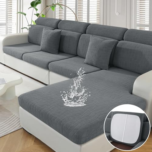 Ystyle Stretchigt Sofföverdrag, Vattentät Kuddöverdrag, Stretch Sätesöverdrag, Elastisk Soffdyna Överdrag, Avtagbar Halkskydd Kuddfodral För Kuddar (Grande 1 Säten, Ljusgrå)