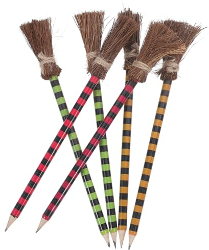 WHAMVOX 6stücke Halloween Bleistifte Holzstifte Form Von Hexenbesen Zeichengeräte Für Kinderpartys Und Kreative Bastelideen Als Kleine Für Mädchen