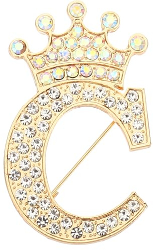 PATIKIL Brief Broschen Pins, Initial Strass Alphabet Brief Reversnadeln für Damenanzüge, Kleider, Mäntel, Kleidung, Handwerk,