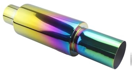 Auspuffrohr Universelle Edelstahl-Auspuffanlagen, Auto-Auspuffrohr-Schalldämpfer, Heck-Racing-Schalldämpfer, 2 Zoll, 2,5 Zoll Bis 3 Zoll, Blau Und Silber Auspuff Endrohr(Colorful 63MM)