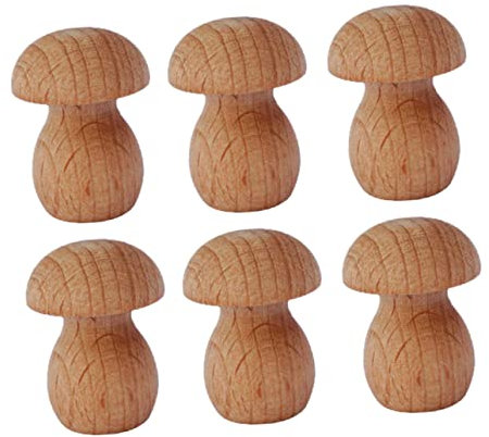 NUOBESTY 6stücke Mini Unbemalter Pilz Holz Mikro Landschaftsschmuck Ornament Mini Pilz Modell Diy Holz Handwerk Bonsai Dekoration Unlackiert Mikro Schmuck