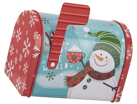 Cassetta della posta di Natale in miniatura a forma di contenitore di immagazzinaggio in metallo decorativo per dolci e snack, scatola di vacanza
