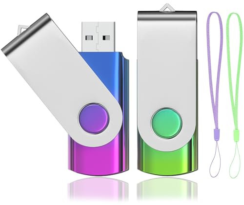 ABLAZE Lot de 2 clés USB 32 Go Dégradé de couleur Métal Multicolore Clé USB 2.0 haute vitesse (vert/violet)