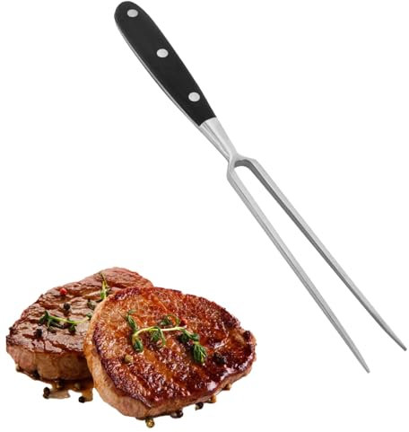 Fourchette à viande longue grande fourchette à viande fourchette de service fourchette à viande en acier inoxydable de 11,81 pouces avec manche en bois longue fourchette à découper pour la cuisson des