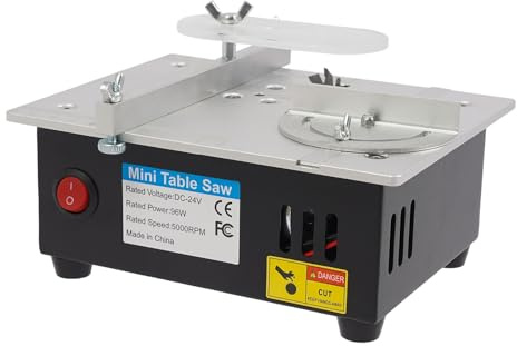 Pequeña sierra circular de mesa 96W 24V Sierra de mesa eléctrica portátil sierra de mesa ajustable multifuncional máquina de corte de precisión para bricolaje carpintería acrílico