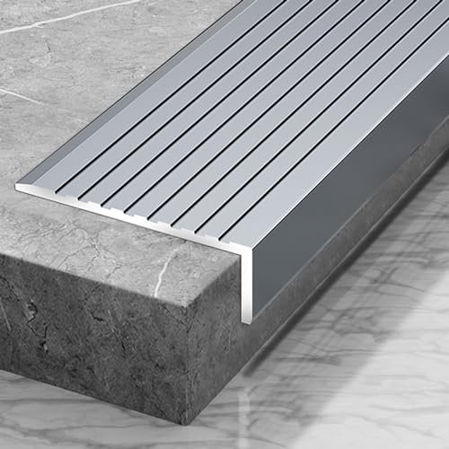 Bordo per scale in alluminio largo 7,6 cm, per interni ed esterni, antiscivolo, per soffitta e scale, per porta di fienile, barca, soglia per davanzale della finestra (5 W 7,5 cm L 120 cm)