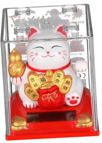 Gatuida Figuras De Gato con Energía Solar Estatuas De Gato Decoraciones De Escritorio Gato Que Saluda con Brazo Móvil Gato De La Suerte Que Saluda Gato Chino Que Saluda Gato Que