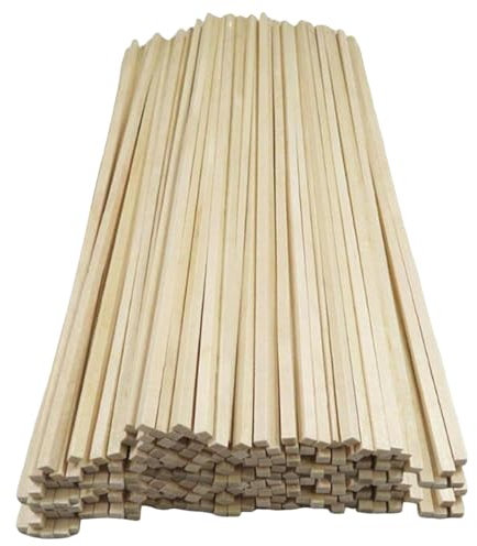 Holzstücke für Handwerk, 50pcs 12 Zoll lang, glatt geschliffene Holzdübel, multifunktionale quadratische Holzdübel für Modellgebäude, Heimdekoration, Kinderhandwerk