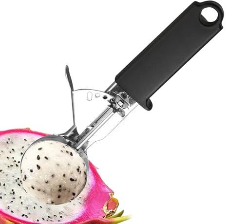 Poludatly Cuchara de para galletas, cuchara de helado resistente con gatillo, dispensador ergonómico de alimentos, cuchara antiadherente para porciones, herramientas de cocina para hornear