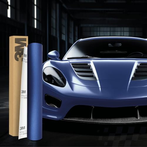 Finest Folia 3M 2080 Car Wrapping Folie Selbstklebende Autofolie für Auto Motorrad Boot 3D Lackschutzfolie mit Luftkanälen zum Folieren (M217 Matte Slate Blue Metallic, 450 x 152cm)