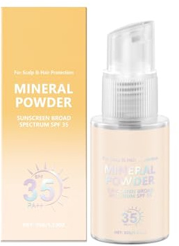 Mineralische Sonnencreme Pulver LSF 35 PA++, Sonnenschutzpulver für Kopfhaut & Haare, breitbandiger UV-Schutz, Bequemer Sonnenschutz, optimalen Schutz ohne Rückstände (1)