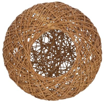 KONTONTY Pantalla De Lámpara Tejida De Ratán 15 Cm Certificada, Cubierta De Lámpara De Techo Creativa y Decorativa, Color Café Claro, Para Uso Hogar, Dormitorio y Estudio, Unidad Individual