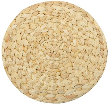 Bafnsiji Manteles Individuales Tejidos Redondos de 4 Piezas, manteles Individuales de Jacinto de Agua, manteles Individuales de Jacinto Natural, Accesorios de Mesa de Comedor de Cocina