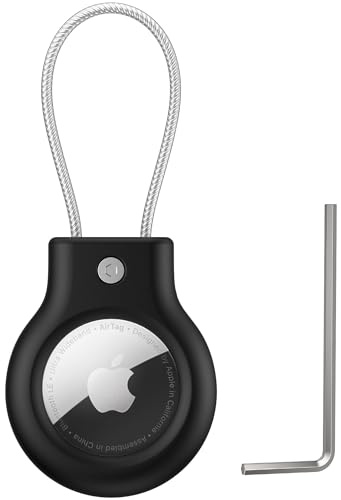 Oumida Hülle für Apple AirTag Anhänger Secure Halter mit Kabel, Robustes Anti-Verlust Sicherheitsschloss Airtag Case, mit Sechskantschlüssel, für Schlüsselanhänger Gepäck Usw (Schwarz)