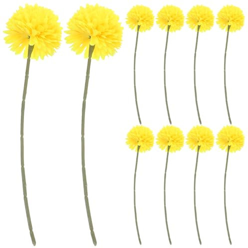 Ramas de Crisantemo Artificiales Amarillas 10 Piezas para Decoración