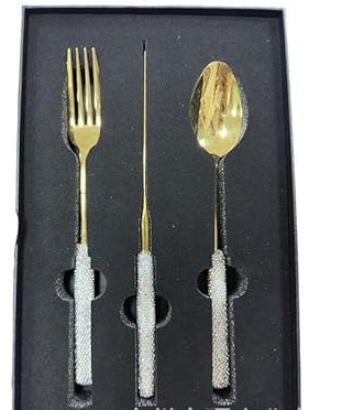 CVNIMV Ensemble de Couverts, 3/12/18/24/30/36 pièces, Coffret de Couteaux et fourchettes à Steak en Acier Inoxydable 304 (doré, 12 pièces pour 4 Personnes)