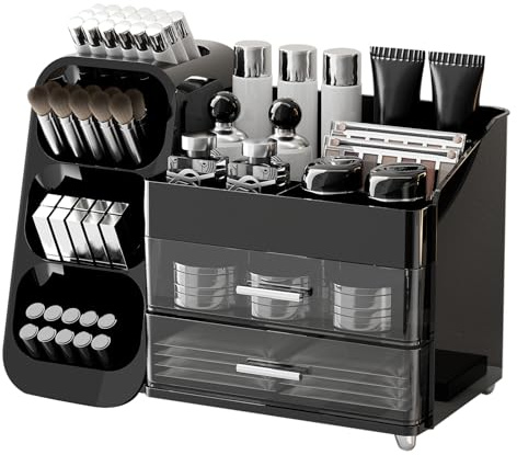FoiiLiio Organiseur de Maquillage à tiroirs pour Table de Maquillage, vitrine cosmétique spacieuse, Solution de Rangement Parfaite pour Vos Produits de beauté (Noir)