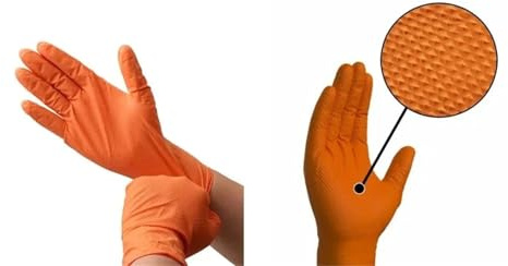 Genérico Guantes de trabajo multiusos de nitrilo - 8.0 g, antideslizantes con diseño de diamante, impermeables. Guantes de seguridad for mecánica, uso industrial y reparaciones.(50pcs oragen,L)
