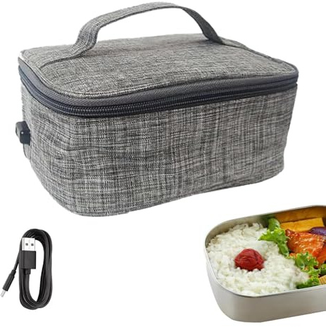 Sac chauffe-plats portable – Fourre-tout chauffant USB, mini four électrique | Conception de transport zippée isolée, système de réchauffage uniforme avec scénario de pique-nique en voyage au bureau,