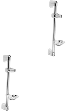 Lot de 2 barres de douche réglables avec porte-savon et support de main – Design mural polyvalent pour une installation sûre de la salle de bain, réglage facile de la hauteur et de qualité