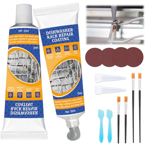 2 x 50ml Spülmaschinenkorb Rost Reparatur, Rostschreck für Spülmaschine | Geschirrspüler-Korb Reparatur Gummi Grau, Reparaturset Fuer Spuelmaschinenkorb, Rostfrei für Spülmaschine, Hitzebeständig