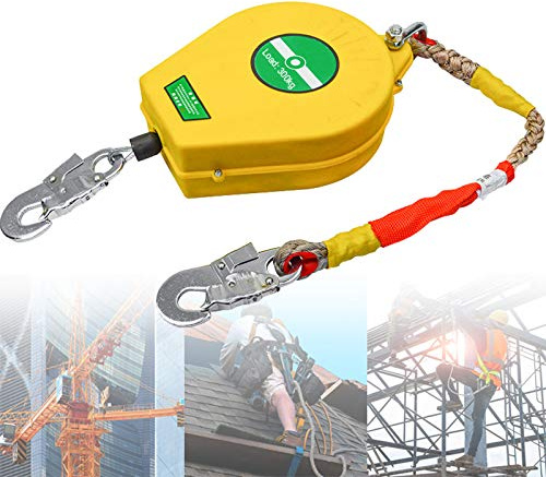 Cordón retráctil para herramientas, carga de 300 kg, protección contra caídas para trabajos en altura y construcción, doble bloqueo, cable de acero