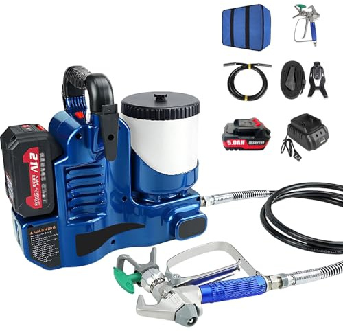 WACLMOTAKE Farbsprühgerät mit Ladestation, Gürtelhaken & Aufbewahrungstasche für bequemes Tragen, ideal zum Sprühen von Innenlatexfarbe, Möbeln und Gartenzäunen Blue-1Battery