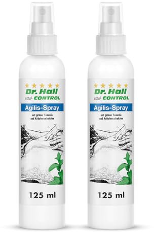 Dr. Hall Agilis Pumpspray – Wärmendes Muskel- & Gelenkspray für gezielte Anwendung ohne Bücken, mit Teufelskralle, Grüner Tonerde & Menthol – ideal für Rücken, Schultern, Nacken – 2 x 125 ml