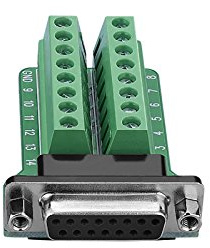 SIENOC DB15-M2 2Row 15Pin Buchse Port Breakout Board Anschlüsse | Schraubenmutter Anschlüsse (DB15-M2-01 Adapter)