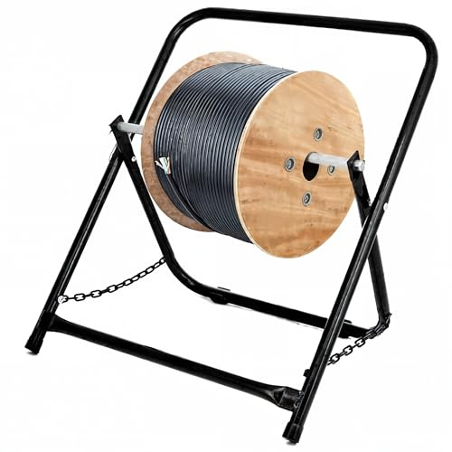 AdirPro Single Axle Cable Reel Caddy | Industrial Steel Wire Dispenser | Holds Reels Up to 20 Diameter & 100 lb Capacity | Black