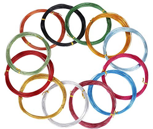 Aluminiumdraht, mehrfarbig, Basteldraht, Aluminium, flexibel, Metalldraht für künstlerische Gestaltung, DIY, Skulptur und kreative Hobbys, 1 mm Durchmesser, jede Rolle 10 Meter (12 Rollen)