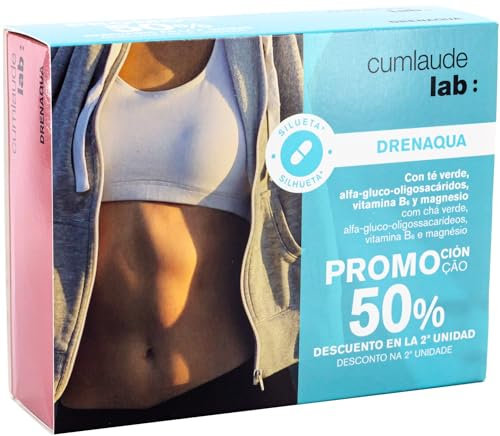 Cumlaude Lab Drenaqua (Duplo) - Complemento Alimenticio Diurético para la Retención de Líquidos - con Té Verde, Prebióticos, Magnesio y Vitamina B6 - Pack de 2 x 30 Cápsulas