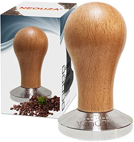 NEOUZA Coffee Machine Espresso Tamper 51mm Barista Coffee Powder Bean Press Wooden Handle 304 Stainless Steel Flat Base,Fit for 51mm Delonghi EC680/EC685 Portafilter