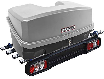 Race 4 Kupplungsträger Fahrradträger 4Räder klappbar QuickStop + Nekkar Gepäckbox Silber